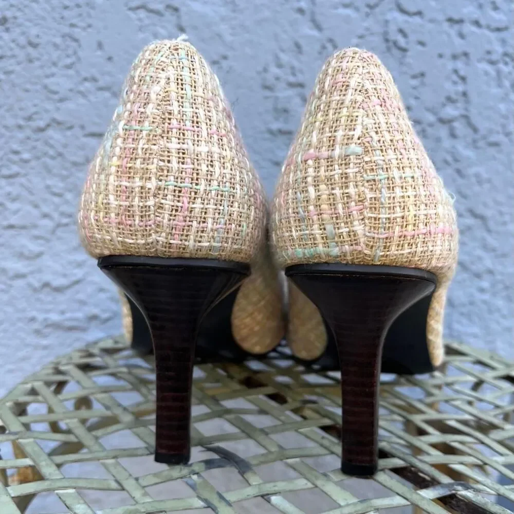 Y2k tweed Heels Pink plaid Size 8 pumps